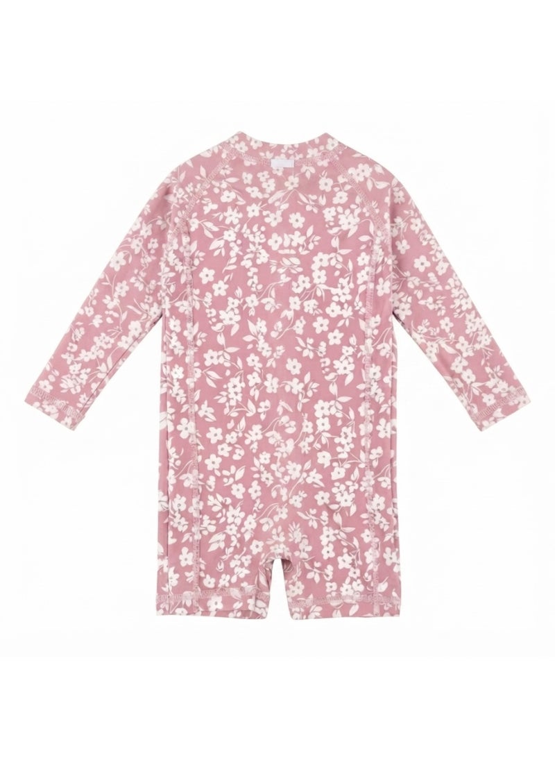 Slipstop Rose Flower Baby Girls One Piece Full Print Swimsuit - Quick Dry UV Sun Protection Swimwear - Image 2