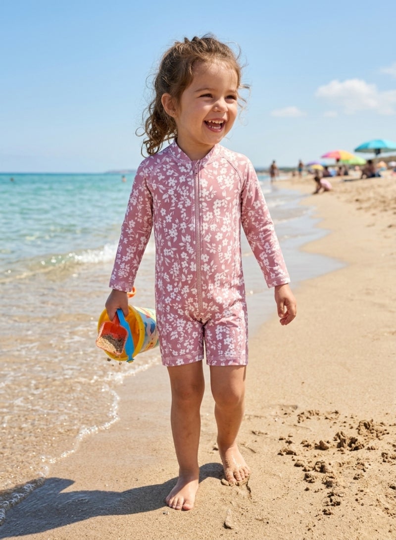 Slipstop Rose Flower Baby Girls One Piece Full Print Swimsuit - Quick Dry UV Sun Protection Swimwear - Image 3