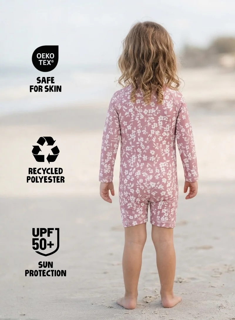 Slipstop  Slipstop Rose Flower Baby Girls One Piece Full Print Swimsuit - Quick Dry UV Sun Protection Swimwear for Women | Best Price UAE