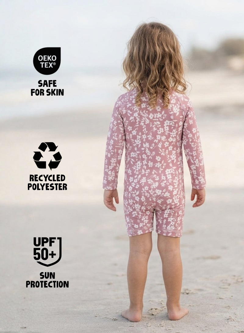 Slipstop Rose Flower Baby Girls One Piece Full Print Swimsuit - Quick Dry UV Sun Protection Swimwear - Image 5