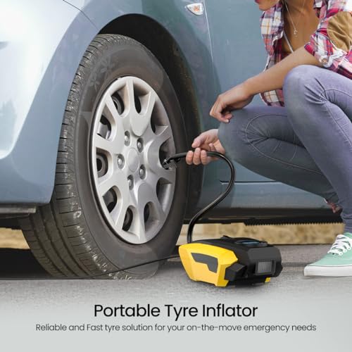 Portronics Vayu Lite Portable Tyre Inflator for Car, Bike, Cycle with 150 PSI Pressure, Digital Display, Auto Shut-Off, LED Light, 2.7m Cord, Air Pump Compressor for Cigarette Lighter Socket (Black) - Image 2