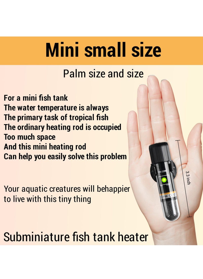 Mini Betta Heater with Digital Display, 10W 15W Submersible Fish Tank Heater, USB Powered, Suitable for Aquariums up to 1 Gallon