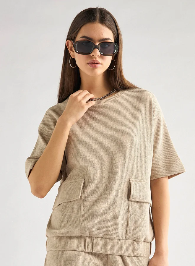 Splash FAV Textured Pocket Detail T-shirt and Joggers Set