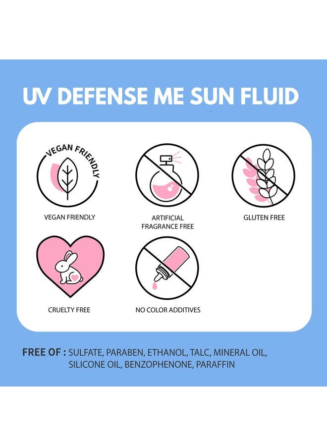MAKEP:REM MAKEPREM Defense Me Daily Vegan Sun Fluid Non-greasy Calming Hydrating SPF 50+PA++++ Sunblock Reef-safe UV Broad Protection Sunscreen Blue Ray Sensitive Acne-Prone Oily Skin Face Body Korean Skincare - Image 5