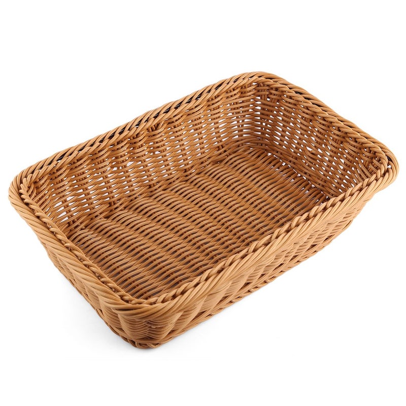 Yamix Bread Basket Yamix Rectangle Imitation Rattan Bread Basket Food Serving BasketsRestaurant ServingDiplay Baskets For Fruit Food Vegetables  Dark Brown 