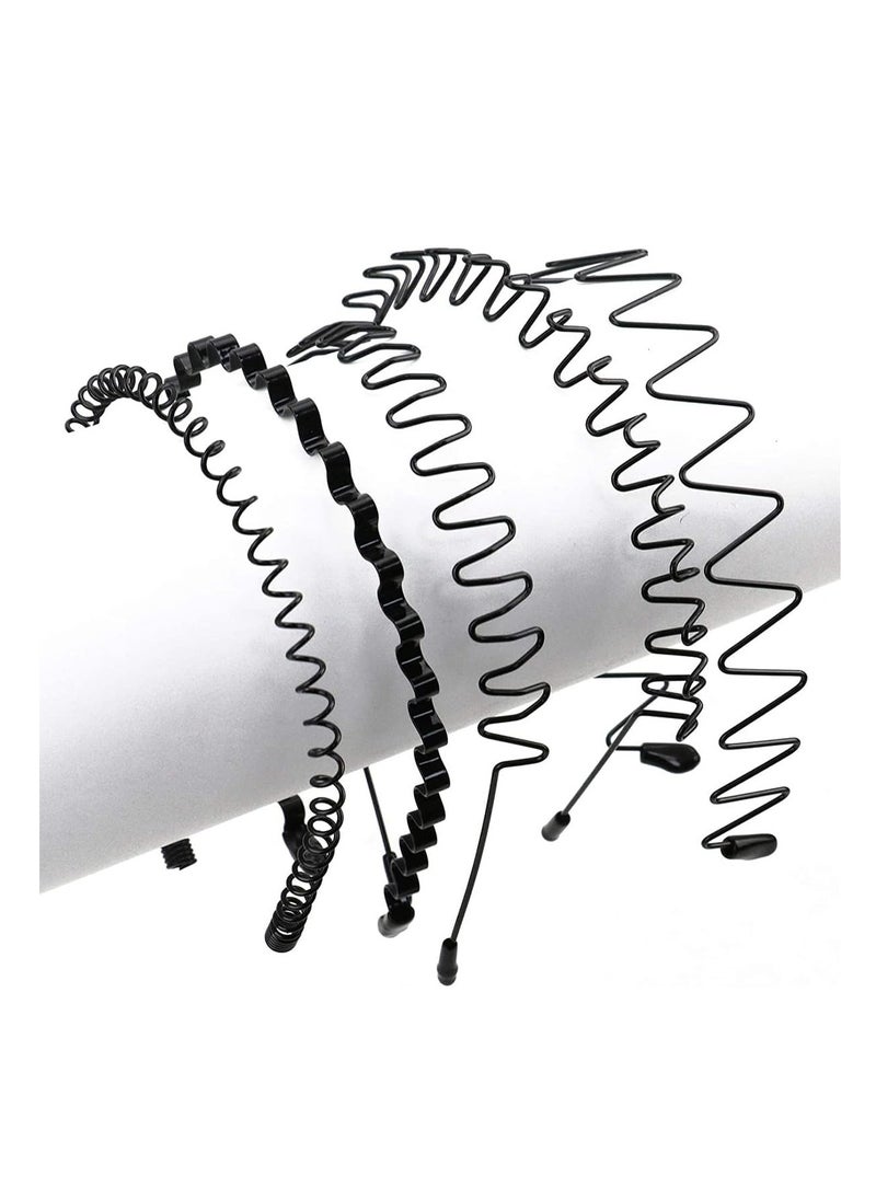 ECVV - 6PCS Metal Wavy Hair Bands, Unisex Elastic Spring Wavy Headband for Women Men, Sports Fashion Metal Hair Hoops Headwear Accessories Black - Image 1