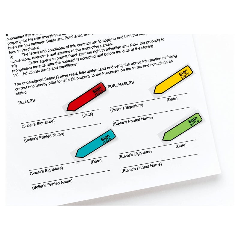 Post-it Message Sign Here Flags, 30/Dispenser, 4 Dispensers/Pack, .47 in Wide, Assorted Colors (684-SH) - Image 5