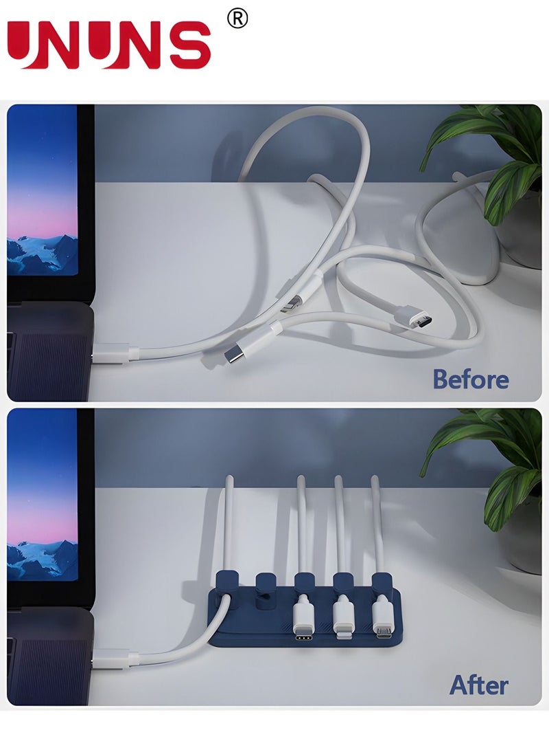 يو إن يو إن أس Cable Management Clips,Magnetic Holder With 5 Clips,Desktop Multipurpose Cord Keeper,For USB Cables,Micro Cables,Sticks To Wood,Marble,Metal,Glass,Blue - Image 5