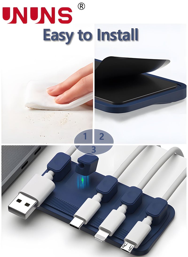 يو إن يو إن أس Cable Management Clips,Magnetic Holder With 5 Clips,Desktop Multipurpose Cord Keeper,For USB Cables,Micro Cables,Sticks To Wood,Marble,Metal,Glass,Blue - Image 2