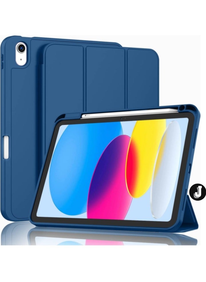 JAJEEK "iPad 10th Generation Case (10.9 Inch, 2022) – Smart Case with Pencil Holder, Soft TPU Back, Auto Wake/Sleep Support – Navy Blue" - Image 1