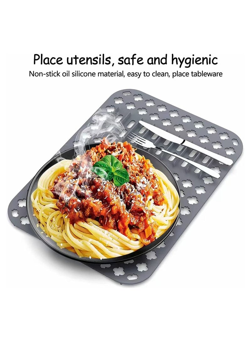 KASTWAVE Dish Drying Mats, Gray, 15.7"" x11.4"" Kitchen Sink Mat and protector, DIY Cuttable Holes Sink Pad Accessory Soft Silicone Dish Drying Mats Non-Slip Heat Resistant - Image 3