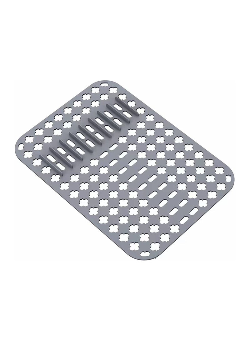 KASTWAVE Dish Drying Mats, Gray, 15.7"" x11.4"" Kitchen Sink Mat and protector, DIY Cuttable Holes Sink Pad Accessory Soft Silicone Dish Drying Mats Non-Slip Heat Resistant - Image 1