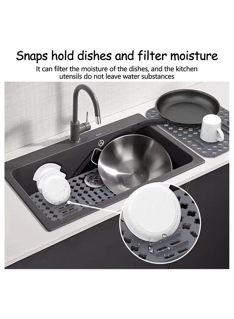 KASTWAVE Dish Drying Mats, Gray, 15.7"" x11.4"" Kitchen Sink Mat and protector, DIY Cuttable Holes Sink Pad Accessory Soft Silicone Dish Drying Mats Non-Slip Heat Resistant - Image 4