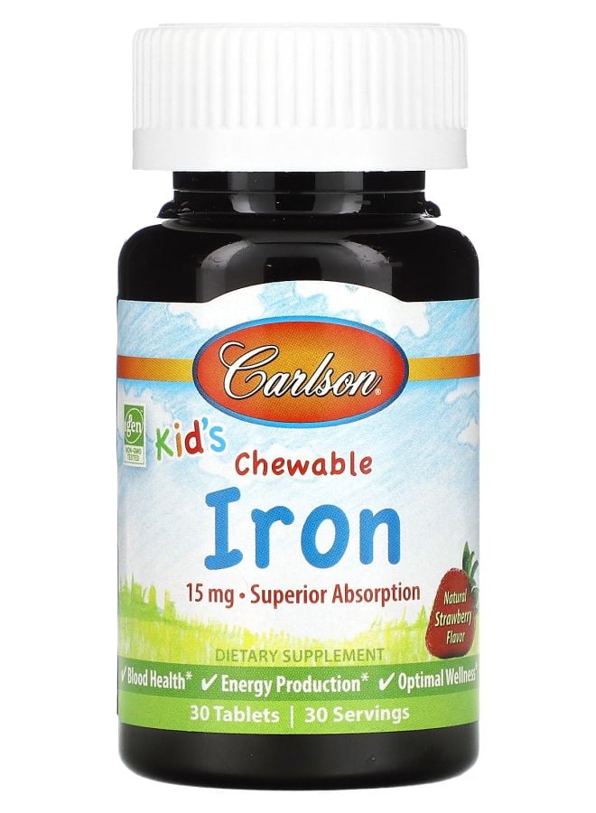 Carlson Kid's Chewable Iron Strawberry 15 mg 30 Tablets