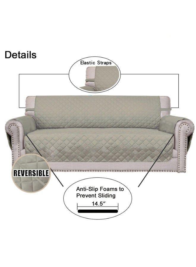 KYD Sofa Cover 3 Seater Large Size Chair Sofa Slipcover Wrinkle-free Reversible Sofa Cover Water Resistant Couch Cover Furniture Protector Cover with Elastic Straps Grey - Image 3