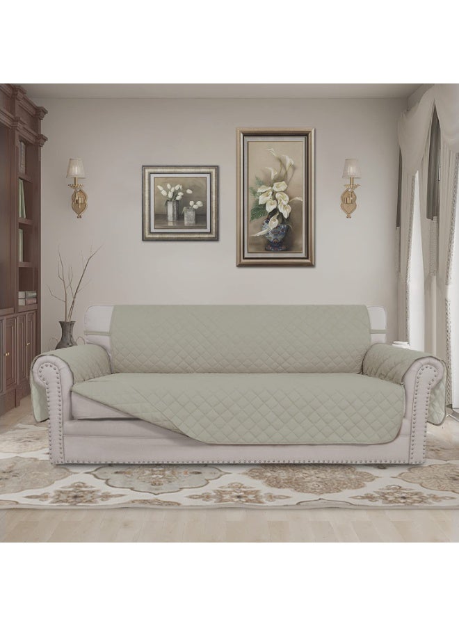 KYD Sofa Cover 3 Seater Large Size Chair Sofa Slipcover Wrinkle-free Reversible Sofa Cover Water Resistant Couch Cover Furniture Protector Cover with Elastic Straps Grey - Image 2