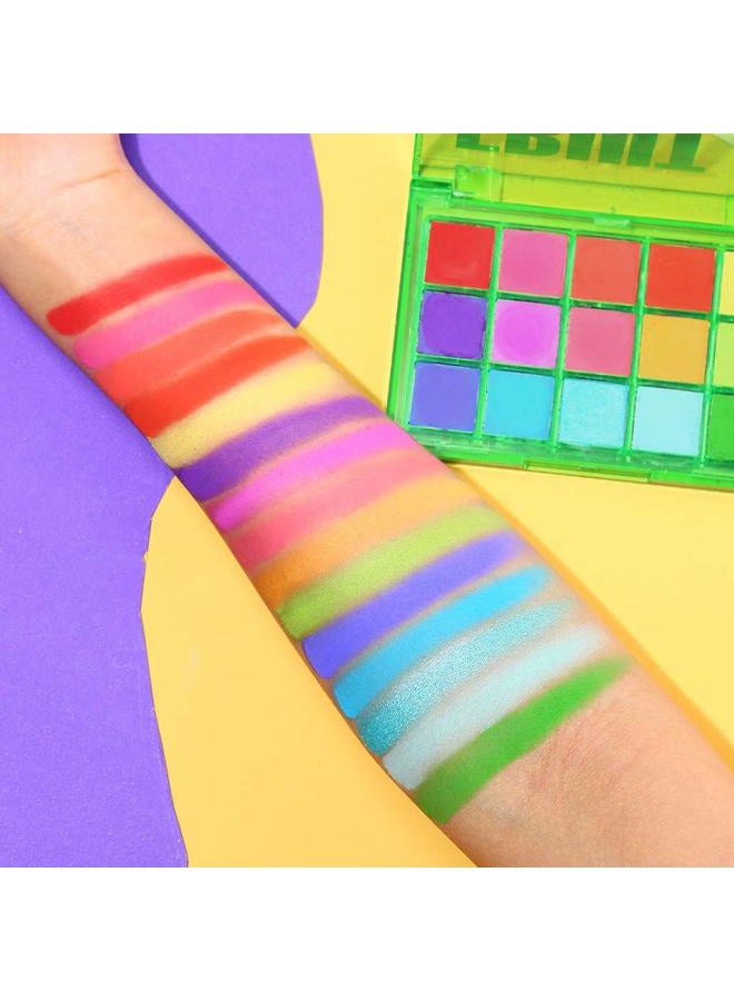 Ucanbe Bright Colorful Neon Rainbow Makeup Eyeshadow Palette 15 Shades Green Purple Yellow Make Up Pallets Kit Vibrant Shimmer Matte Pigmented Blendable - Fruit Punch - Image 3