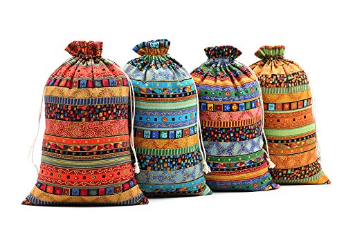 SumDirect 20 Pcs Egyptian Ethnic Style Burlap Gift Bags, Cotton Drawstring Bags, Cloth Gift Bag with Drawstring for Wedding Party Favors 8×12 Inch - Image 1