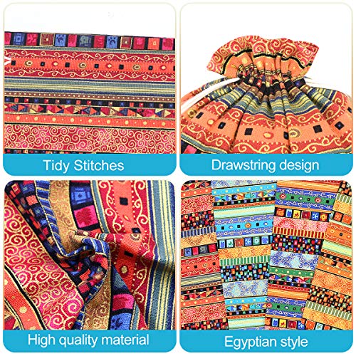SumDirect 20 Pcs Egyptian Ethnic Style Burlap Gift Bags, Cotton Drawstring Bags, Cloth Gift Bag with Drawstring for Wedding Party Favors 8×12 Inch - Image 3