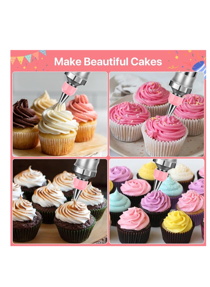 KASTWAVE Icing Decoration Gun Set, Stainless Steel Dessert Decorating Syringe, Cake Decorating Gun, Cupcake Piping Kit with 6 Icing Nozzles, 3 Cream Scraper, 2 Offset Spatula, 2 Nozzle Brush for Kitchen Baking - Image 5