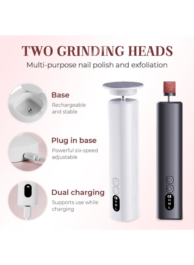 Bukela Electric Foot Callus Remover, Upgrade 2 in 1 Electric Foot File with Grinder Heads, Adjustable Foot Sander Pedicure Tools for Feet Dead Skin with Display and Base (White) - Image 3