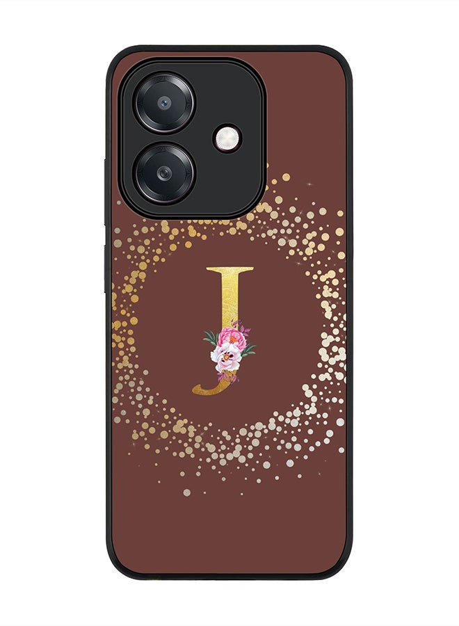 Stylizedd For Oppo A5i Case,Slim fit Camera Protection, Shockproof Thin Phone cover  - Custom Monogram Floral - J  (Brown )