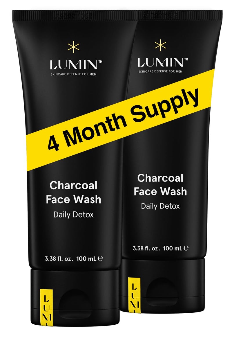 LUMIN Lumin Charcoal Face Wash for Men Skincare  Daily Detox Hydrating Face Cleanser Removes Impurities Exfoliates Unclogs Pores Controls Oil Soothes Irritation All Skin Types 2 Pack