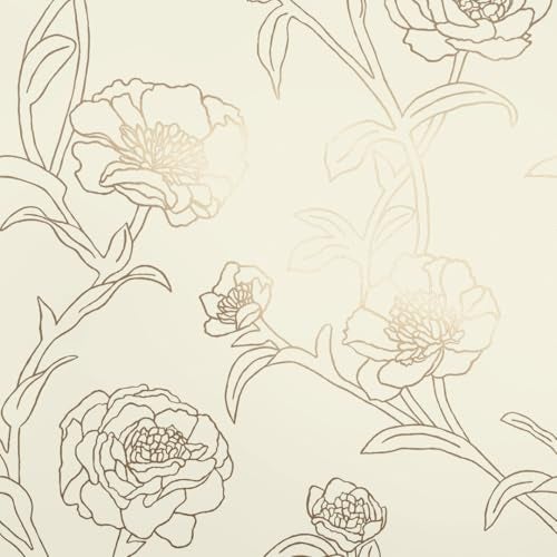 Tempaper Metallic Gold Leaf Peonies Removable Peel and Stick Floral Wallpaper, 20.5 in X 16.5 ft, Made in the USA - Image 1