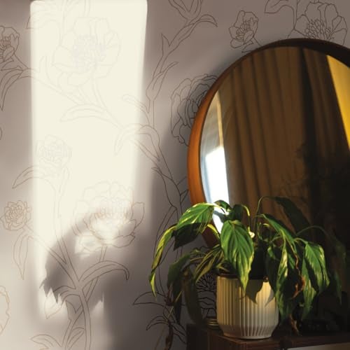 Tempaper Metallic Gold Leaf Peonies Removable Peel and Stick Floral Wallpaper, 20.5 in X 16.5 ft, Made in the USA - Image 4