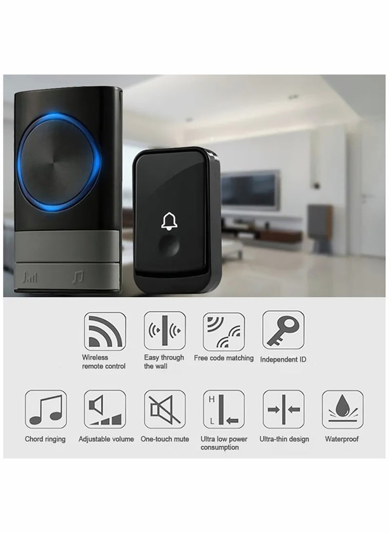 Waterproof Wireless Doorbell 52 Chimes 4 Volume Levels 1 Receivers and 1 Transmitter For Home Business Office Classroom - Image 5