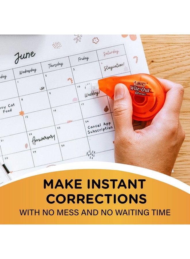 Bic شريط تصحيح وايت أوت إيز كوركت 39.3 قدم عبوة من 2 شريط تصحيح أبيض سريع ونظيف وسهل الاستخدام شريط مقاوم للتمزق لوازم المكتب أو المدرسة - Image 4