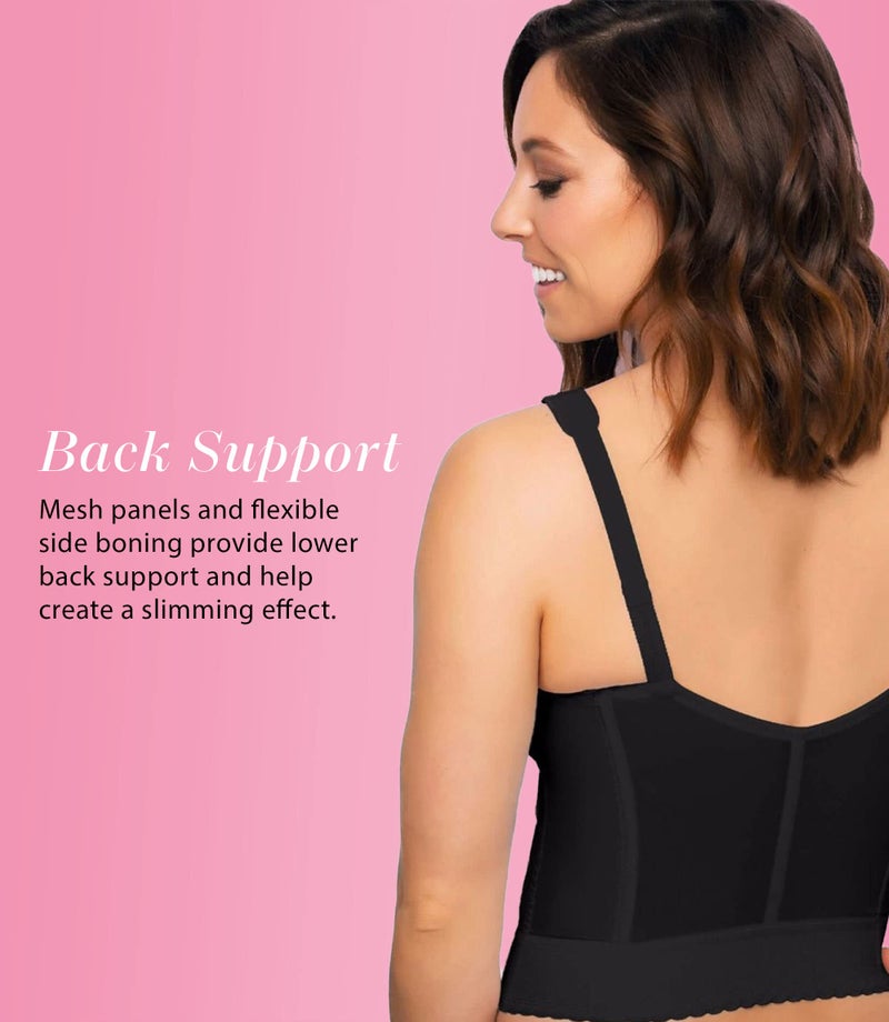 Exquisite Form womens  Fully Women's Front Close Longline Posture #5107530 Bra, Black, 38DD US - Image 2