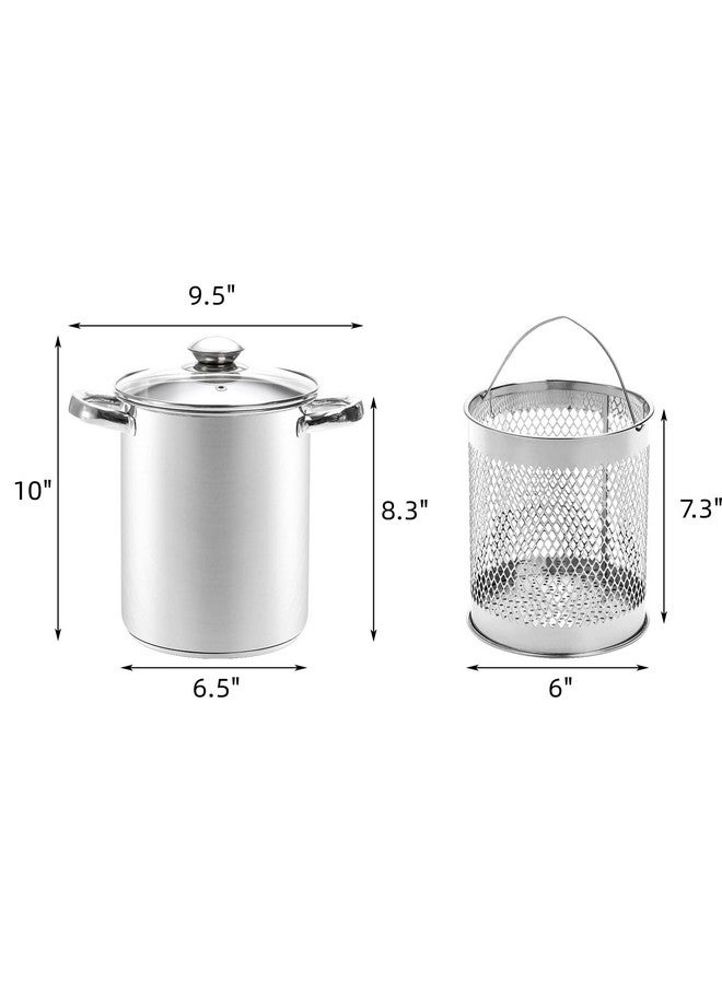 AVLA AVLA Asparagus Pot, 4 Quart Stainless Steel Steamer Cooker, Vegetable Asparagus Cooker with Removable Basket and Lid for Pasta, Spaghetti, Boiled Eggs, Shrimp, Oil Deep Fry Pan for French Fries - Image 2