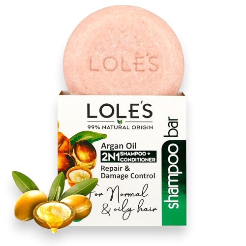 LOLE'S LOLES Shampoo Bar and Conditioner 2in1 with Argan Oil for Normal to Oily Hair Repair Damage Control 99 Natural Sustainably Sourced 35Oz - Image 1