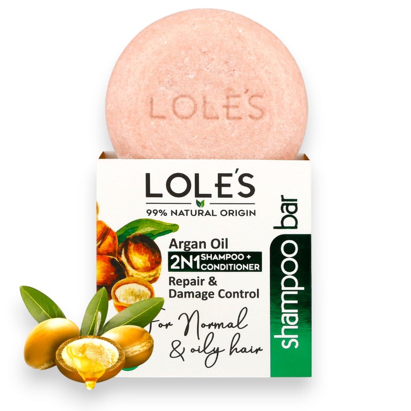 LOLE'S LOLES Shampoo Bar and Conditioner 2in1 with Argan Oil for Normal to Oily Hair Repair Damage Control 99 Natural Sustainably Sourced 35Oz - Image 2