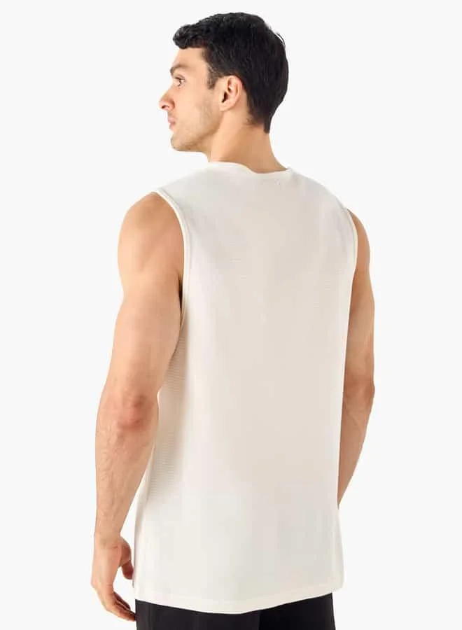 Iconic Iconic Textured Round Neck Sleeveless T-shirt