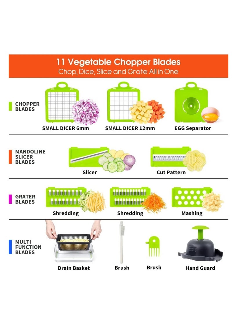 TIGER NEW Vegetable Chopper, Food Chopper, Pro 12-in-1 Multifunctional Onion Chopper, Veggie Chopper, Vegetable Slicer, Dicer, Cutter, Mandoline Slicer, Salad & Garlic Chopper with Container - Image 5