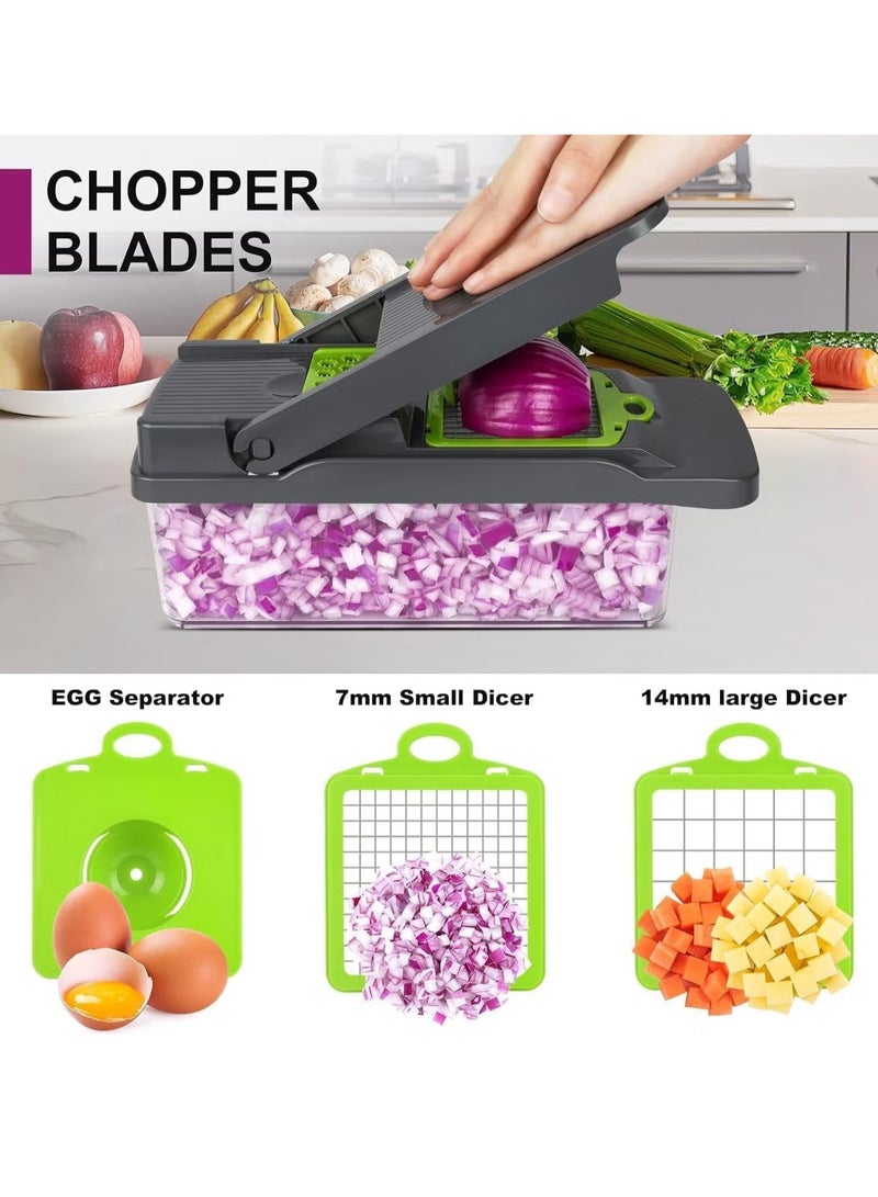 TIGER NEW Vegetable Chopper, Food Chopper, Pro 12-in-1 Multifunctional Onion Chopper, Veggie Chopper, Vegetable Slicer, Dicer, Cutter, Mandoline Slicer, Salad & Garlic Chopper with Container - Image 4