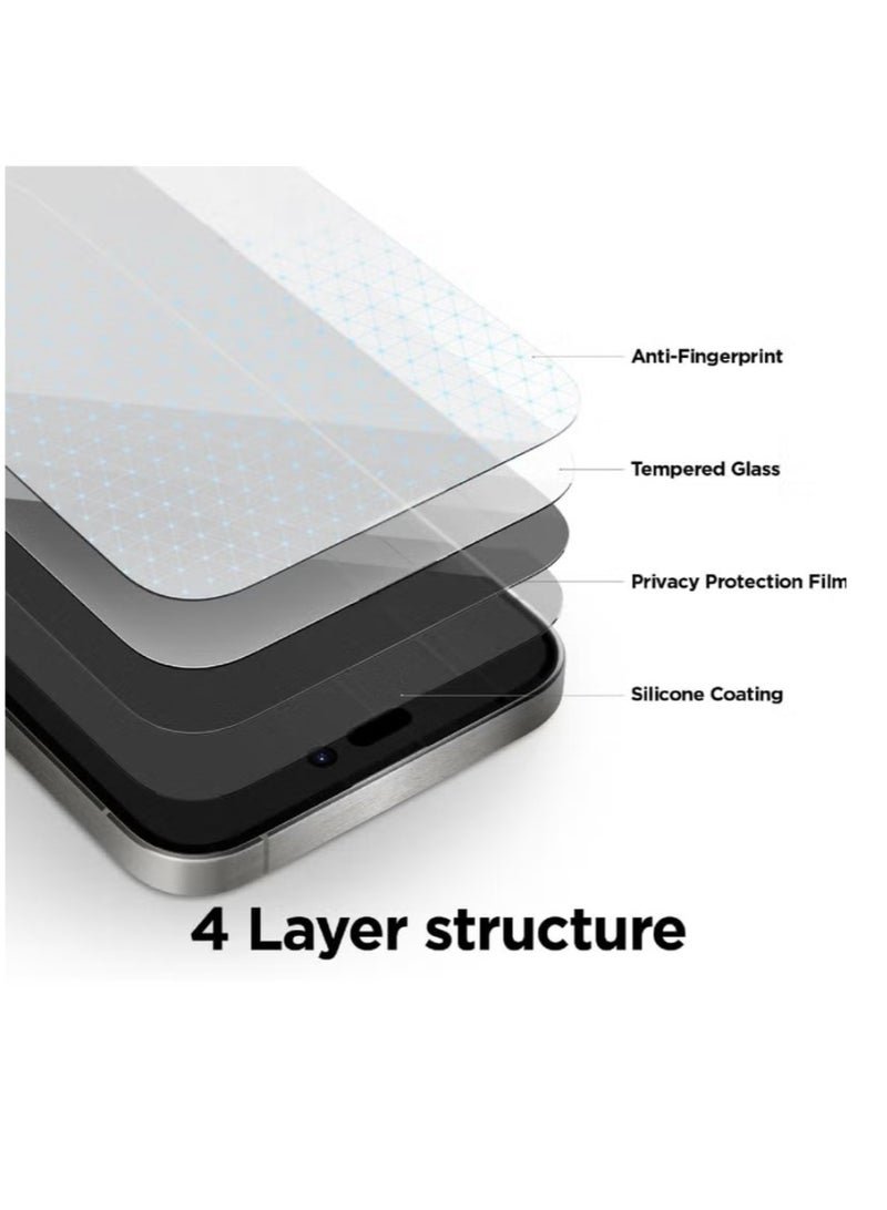 أوريجنال (عبوتان) واقي شاشة زجاجي مقوى مقاوم للغبار والخصوصية، متوافق مع آيفون 14 برو ماكس - Image 3