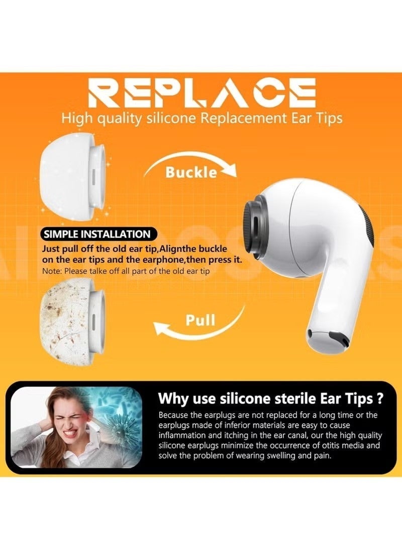 4 Pairs Replacement Ear Tips for AirPods Pro 2nd/1st Generation with Portable Storage Box & Cleaner Pen,Noise Reduction Holewith & Built-in dust Guard Screen,Silicone Ear Tips for AirPods Pro (White) - Image 4
