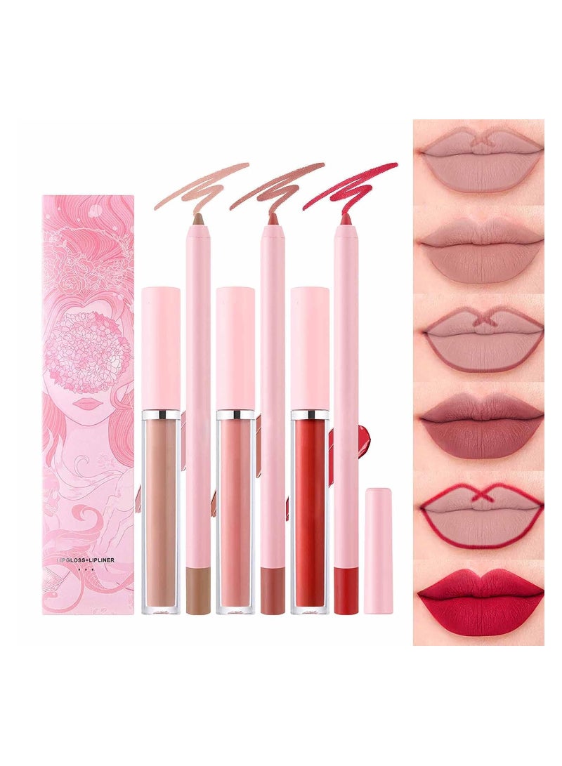 KASTWAVE Lip Liner Pens and Matte Liquid Lipstick Set Waterproof Long Lasting Lip Pen Non-Stick Cup Velvety Nude One Step Lips Makeup Kits Lipstick Make up Gift Set A Set - Image 1