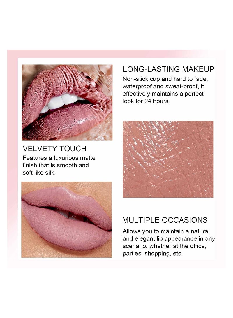 KASTWAVE Lip Liner Pens and Matte Liquid Lipstick Set Waterproof Long Lasting Lip Pen Non-Stick Cup Velvety Nude One Step Lips Makeup Kits Lipstick Make up Gift Set A Set - Image 3