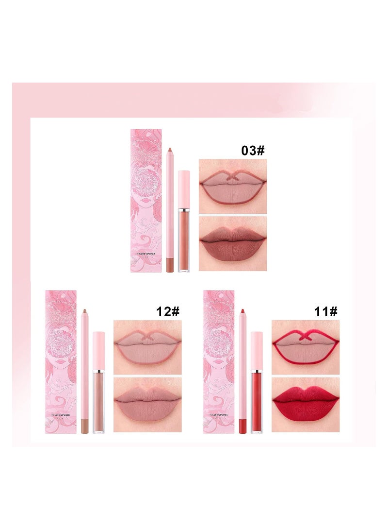 KASTWAVE Lip Liner Pens and Matte Liquid Lipstick Set Waterproof Long Lasting Lip Pen Non-Stick Cup Velvety Nude One Step Lips Makeup Kits Lipstick Make up Gift Set A Set - Image 4