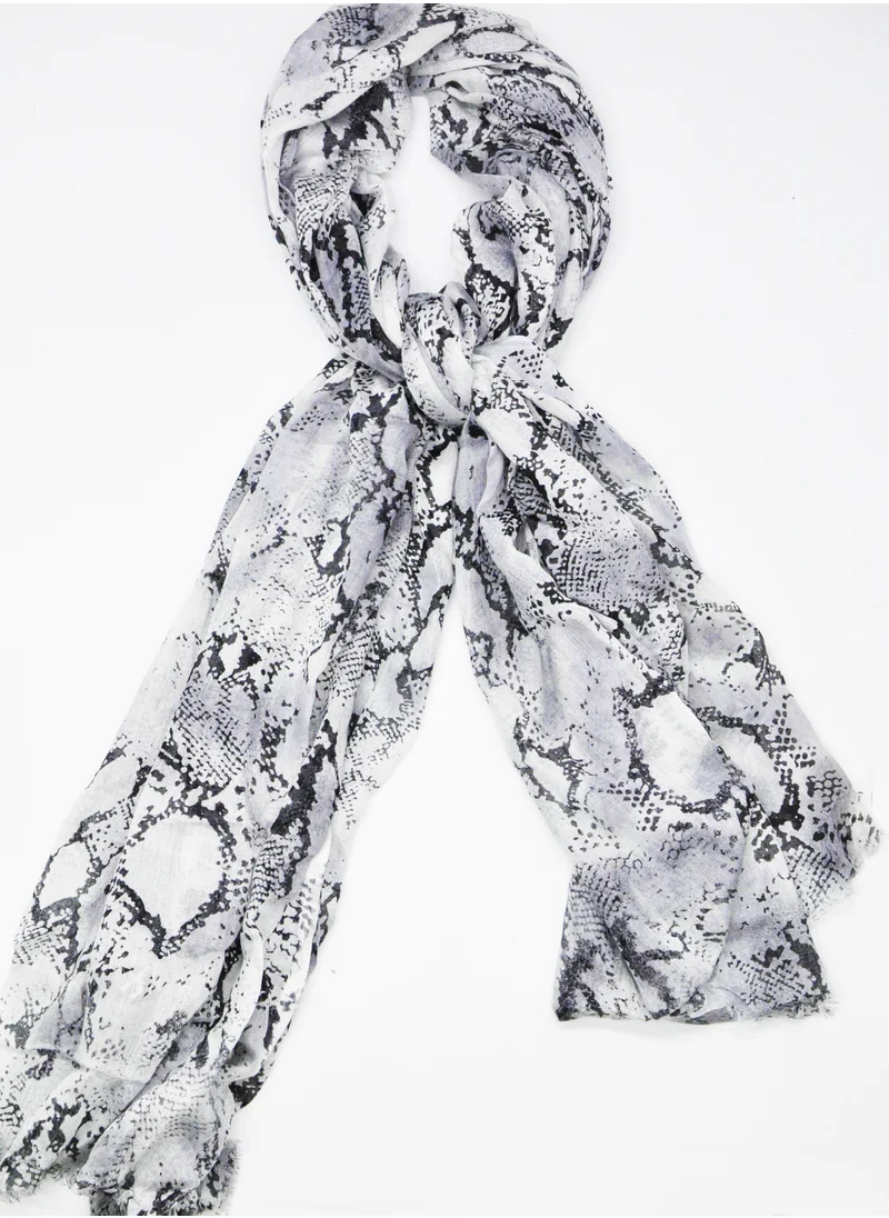 أميكا AMICA Abstract Printed Soft Natural Fiber Hijab Head Scarf for Women- Grey