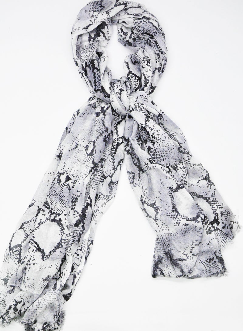 AMICA AMICA Abstract Printed Soft Natural Fiber Hijab Head Scarf for Women- Grey  - Image 2