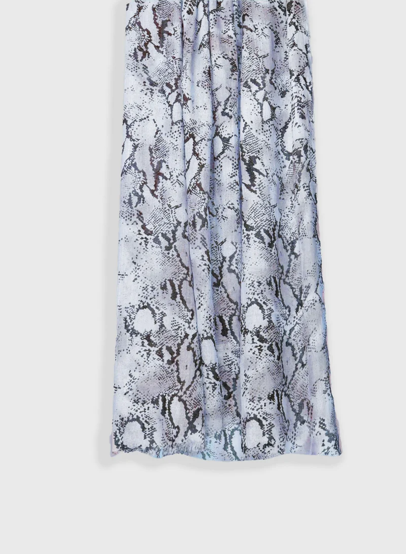 AMICA AMICA Abstract Printed Soft Natural Fiber Hijab Head Scarf for Women- Grey