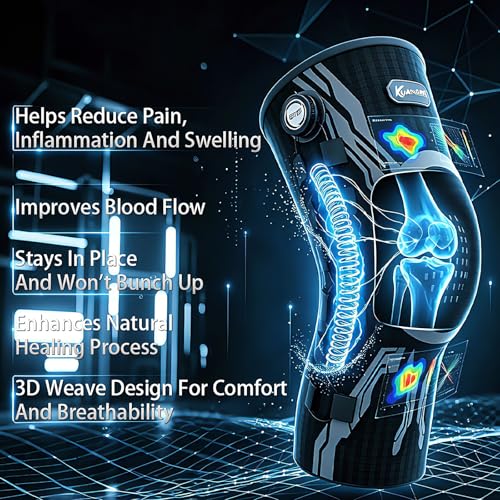 Kuangmi Knob Knee Brace for Pain Relief, Knee Support with Patella Gel Pad & Side Stabilizers, Compression Knee Sleeve for Workout, Arthritis, Joint Pain, Meniscus Tear (Black,Left,Large,Single) - Image 4