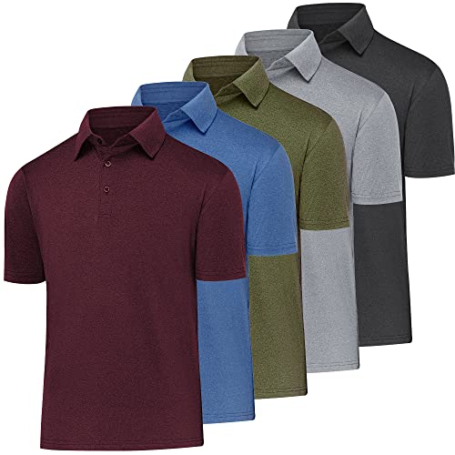BALENNZ Polo T Shirts for Men Quick Dry T-Shirts for Men Collared Mens T Shirts Casual Tshirts Shirts for Men 5 Pack Black,Army,Maroon,Milddle Blue,Light Grey Medium - Image 1
