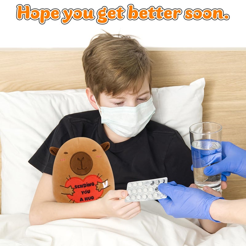 Lsydcarm Capybara Plush  8 Inch Get Well Soon Stuffed Animal With Bandage & Heart Hug For Surgery Recovery  Emotional Support Plush Toy  Feel Better & Get Well Gifts For Women  Men & Kids - Image 5