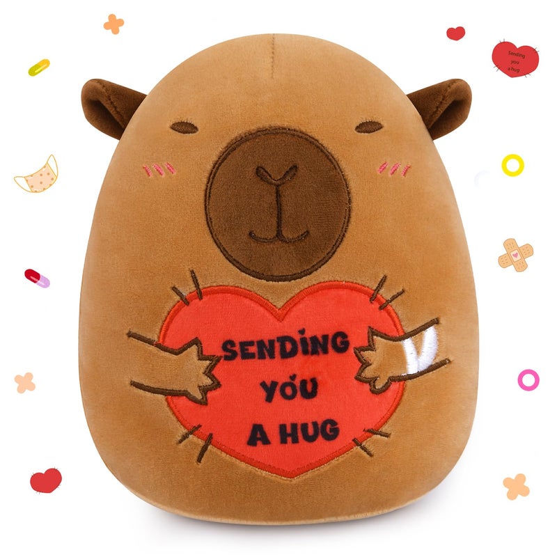 Lsydcarm Capybara Plush  8 Inch Get Well Soon Stuffed Animal With Bandage & Heart Hug For Surgery Recovery  Emotional Support Plush Toy  Feel Better & Get Well Gifts For Women  Men & Kids - Image 1